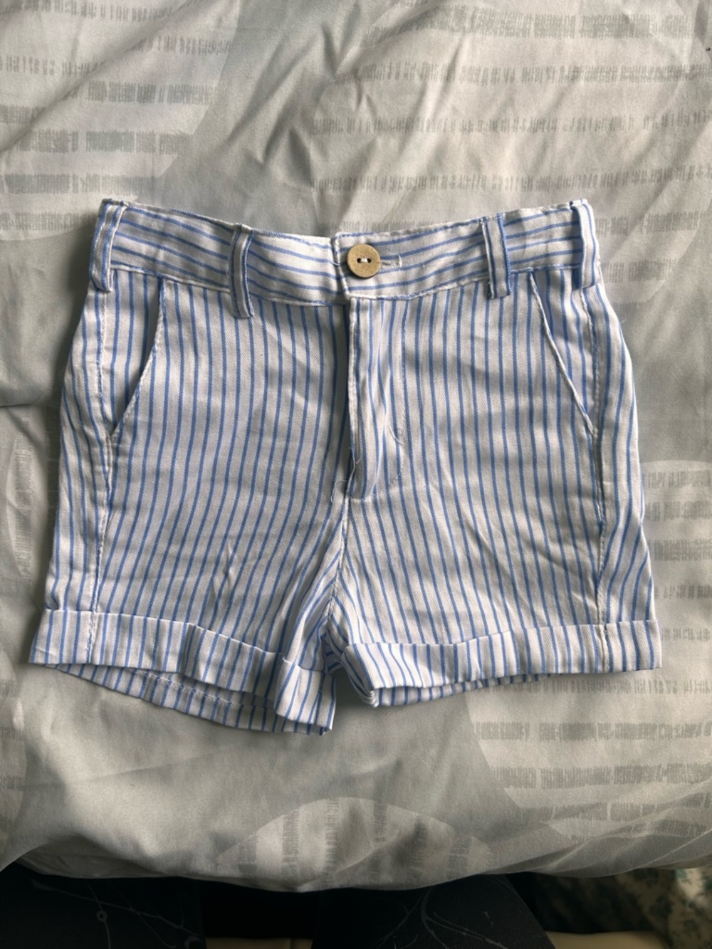 Kids Blue & White Striped Cotton Shorts